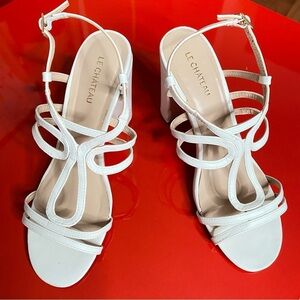 Le Château White Strappy Sandals EU38 Summer Wedding Prom 4in Heels